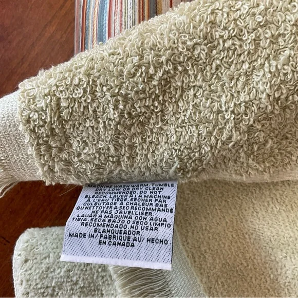 Avanti Braided Cuff Sage Medallion Stripe Towel Set, 7 towels NWT - Picture 13 of 16